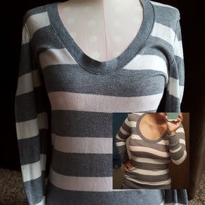 AEO Green Striped Long Sleeve Shirt